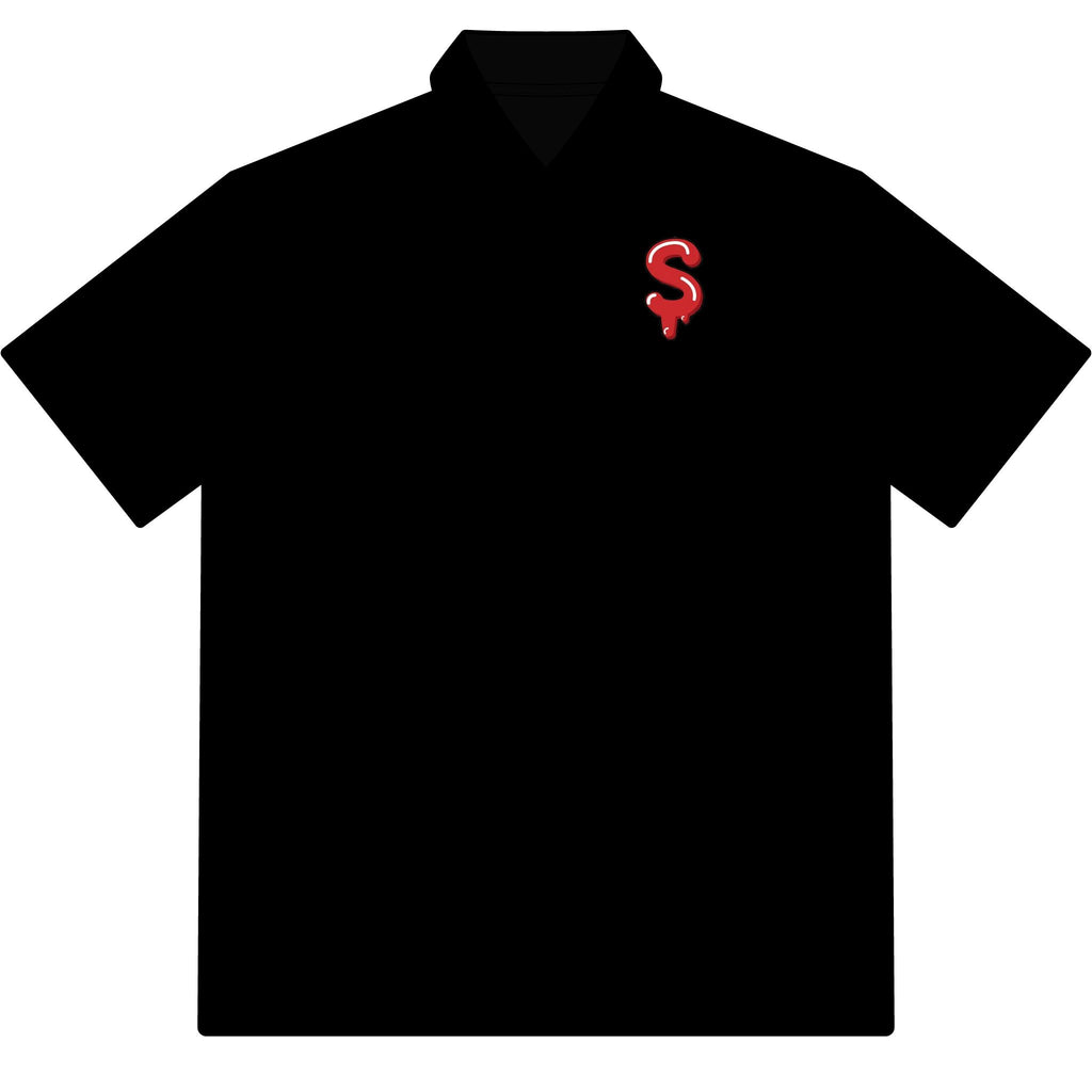 The Slime Shop Pique Polo — White / Red Slime-$
