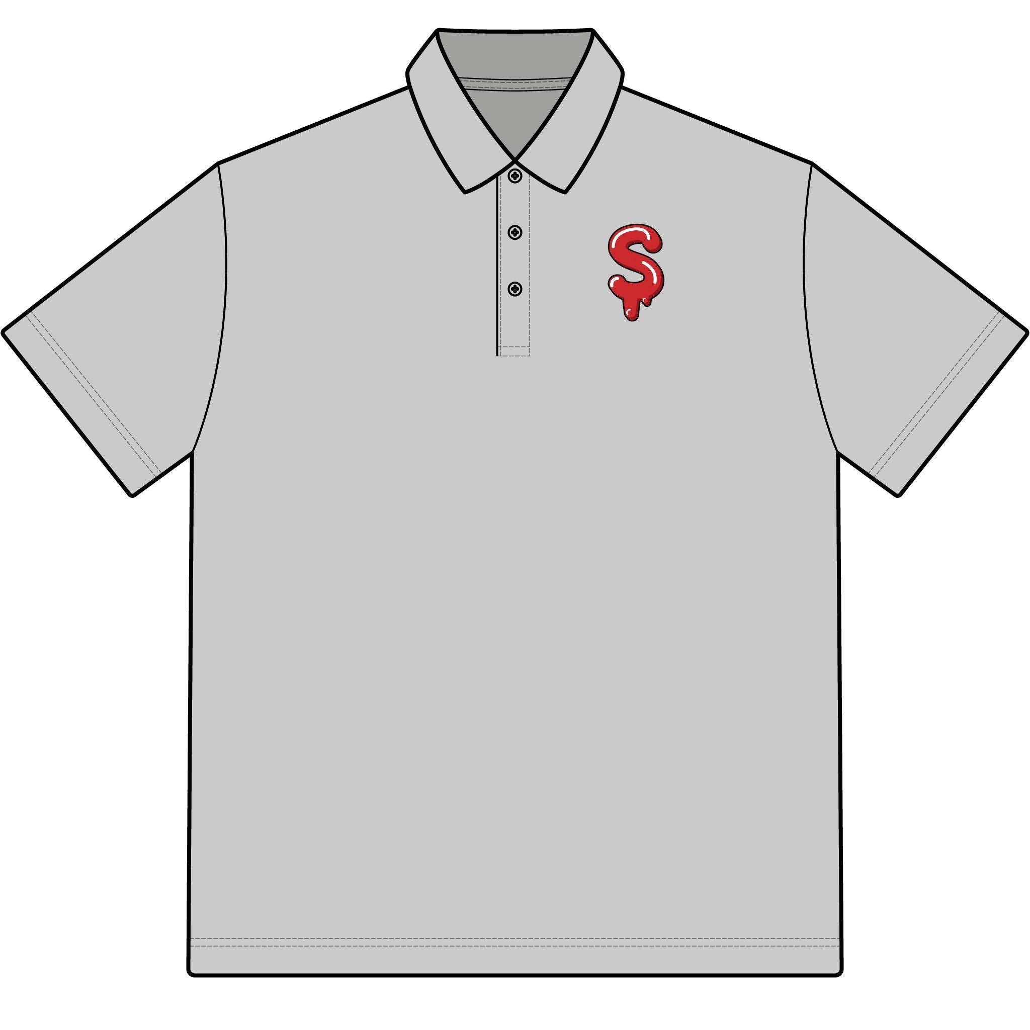 The Slime Shop Pique Polo — White / Red Slime-$