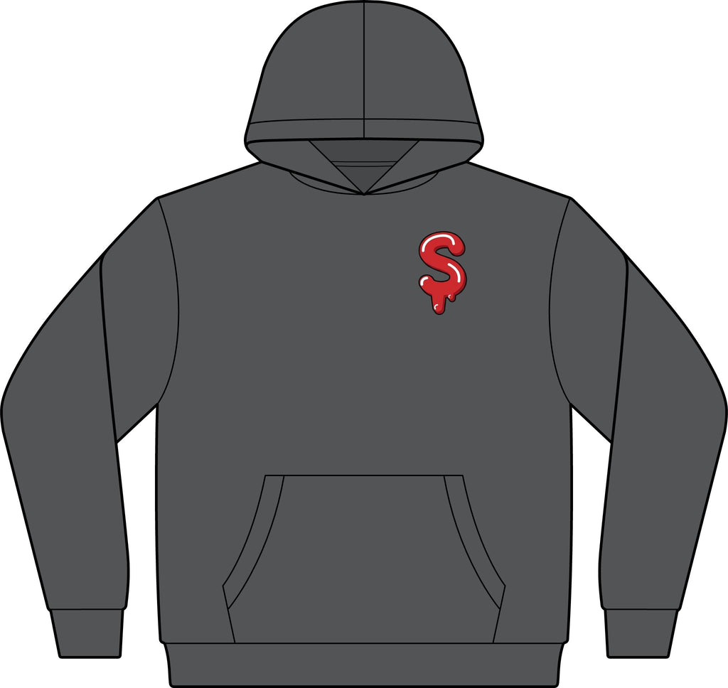 The Slime Shop Unisex ReFlex Fleece Hoodie Sweatshirt — Black / Red Slime $
