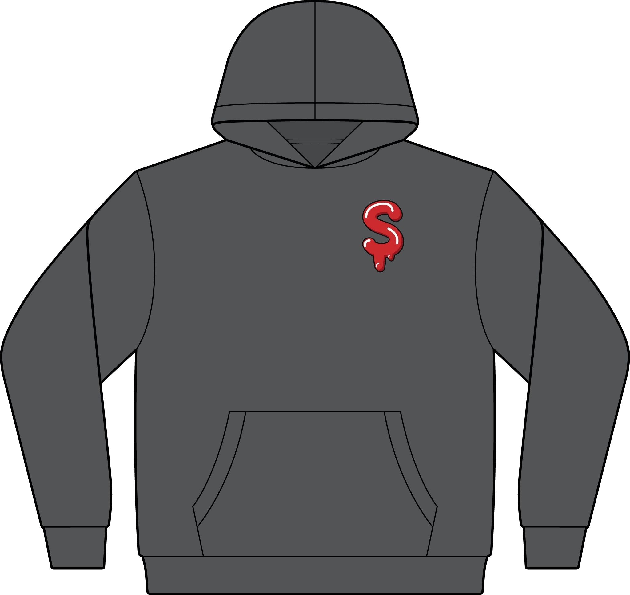 The Slime Shop Unisex ReFlex Fleece Hoodie Sweatshirt — Black / Red Slime $