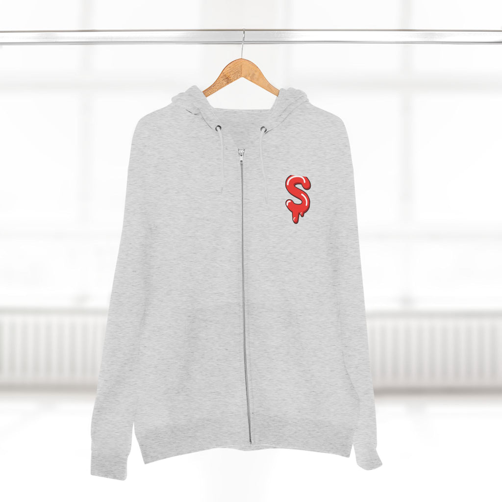 The Slime Shop Zip Hoodie — Heather / Red Slime $