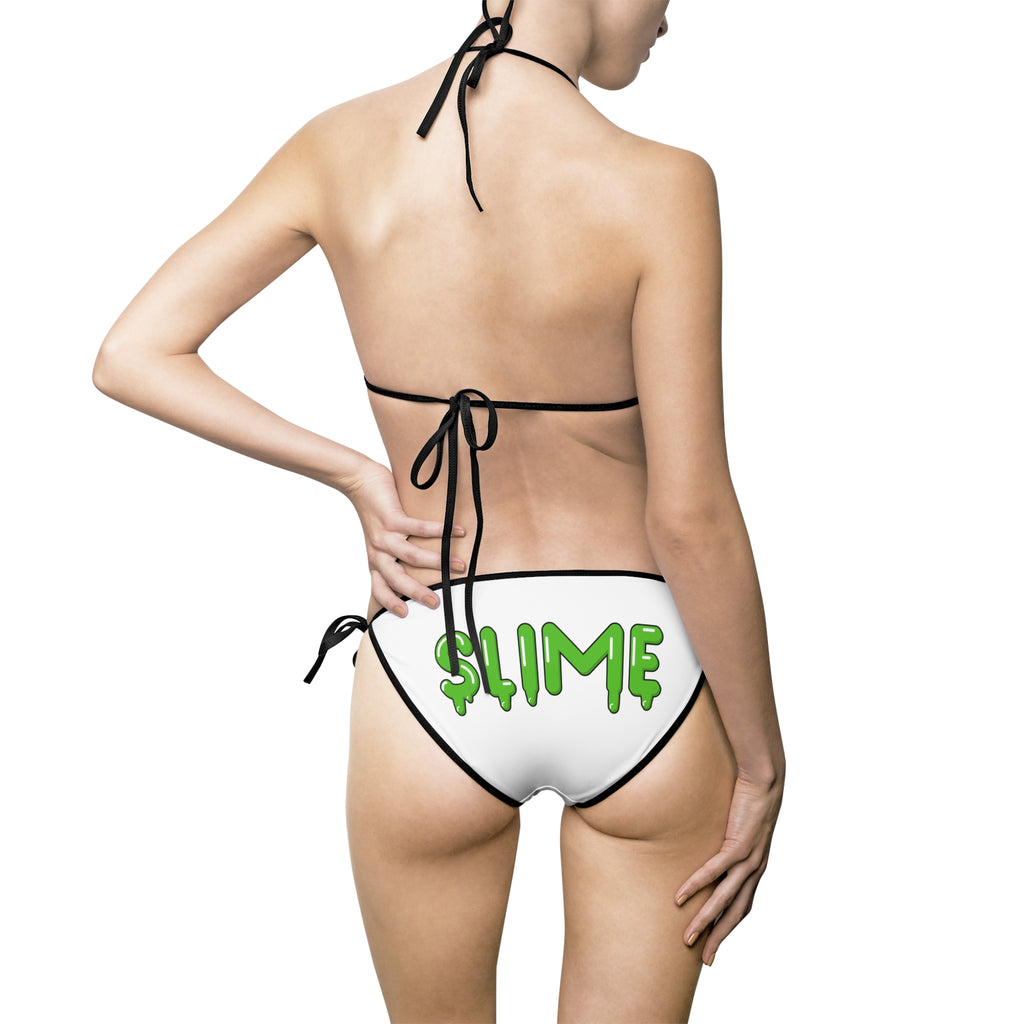The Slime Shop Women's Bikini Swimsuit — White / Green Slime $ (+ Slime In 5 hand)