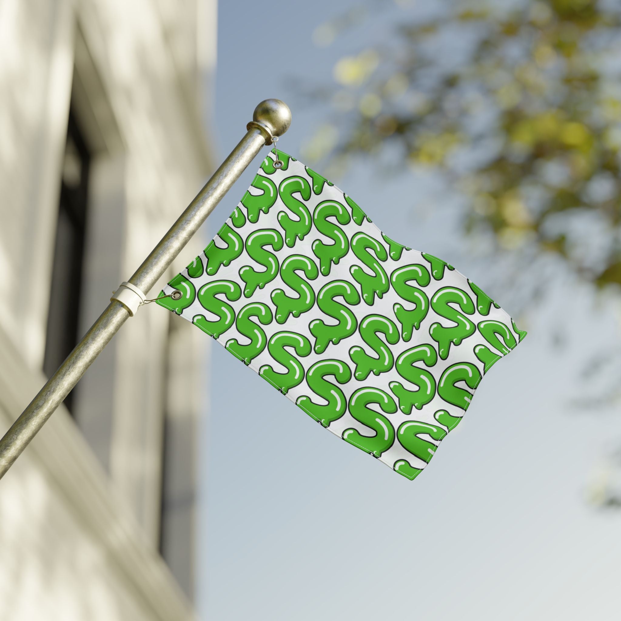 The Slime Shop Double Sided Flag — White / Green Slime S