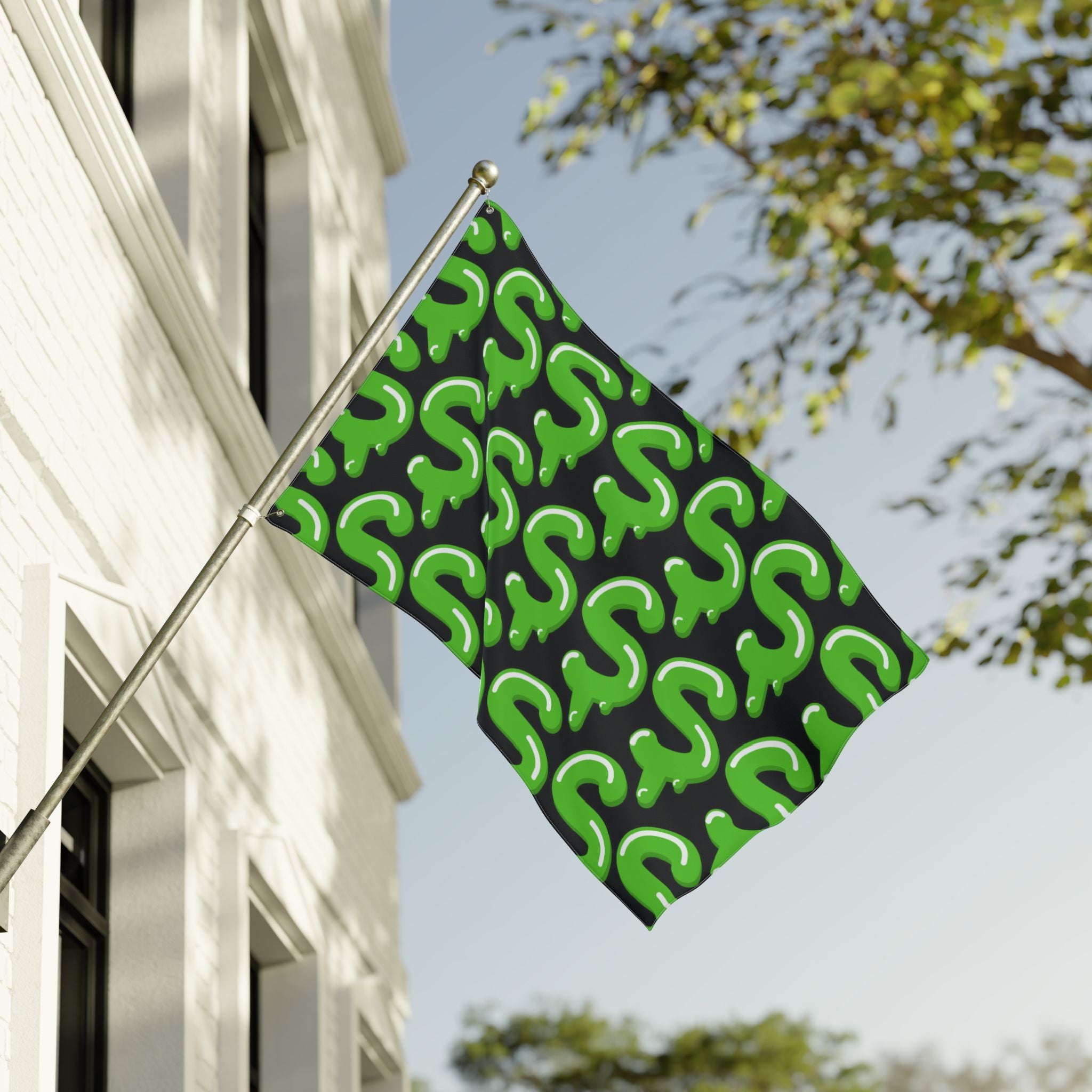 The Slime Shop Double Sided Flag — Black / Green Slime S