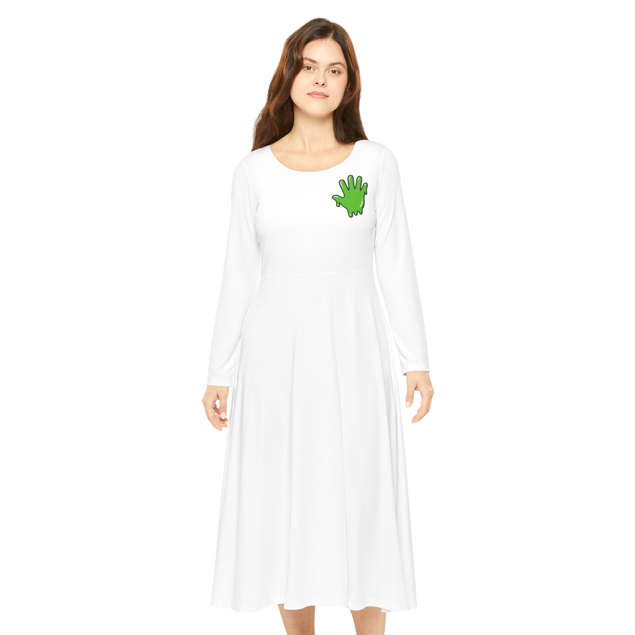 The Slime Shop Women's Long Sleeve Dance Dress — Black / Green Slime In 5 (hand)