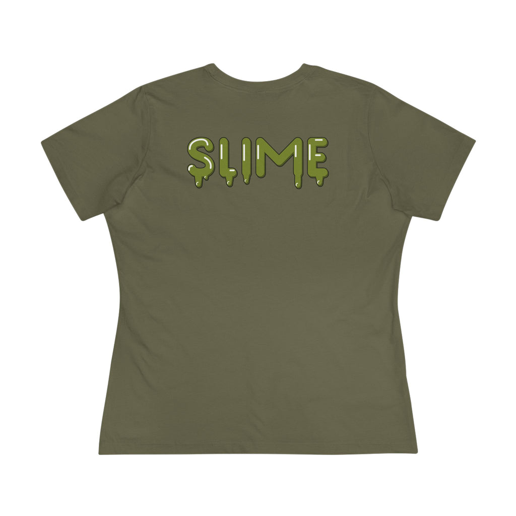 The Slime Shop Women's Tee — White / Olive Slime In 5
