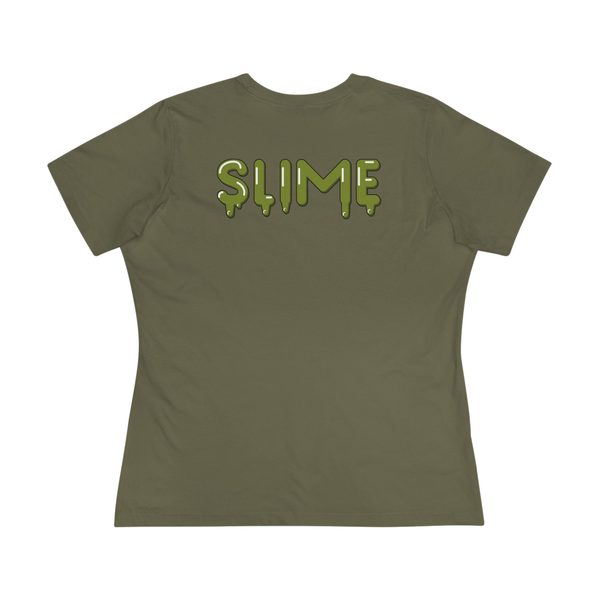 The Slime Shop Women's Tee — White / Olive Slime In 5