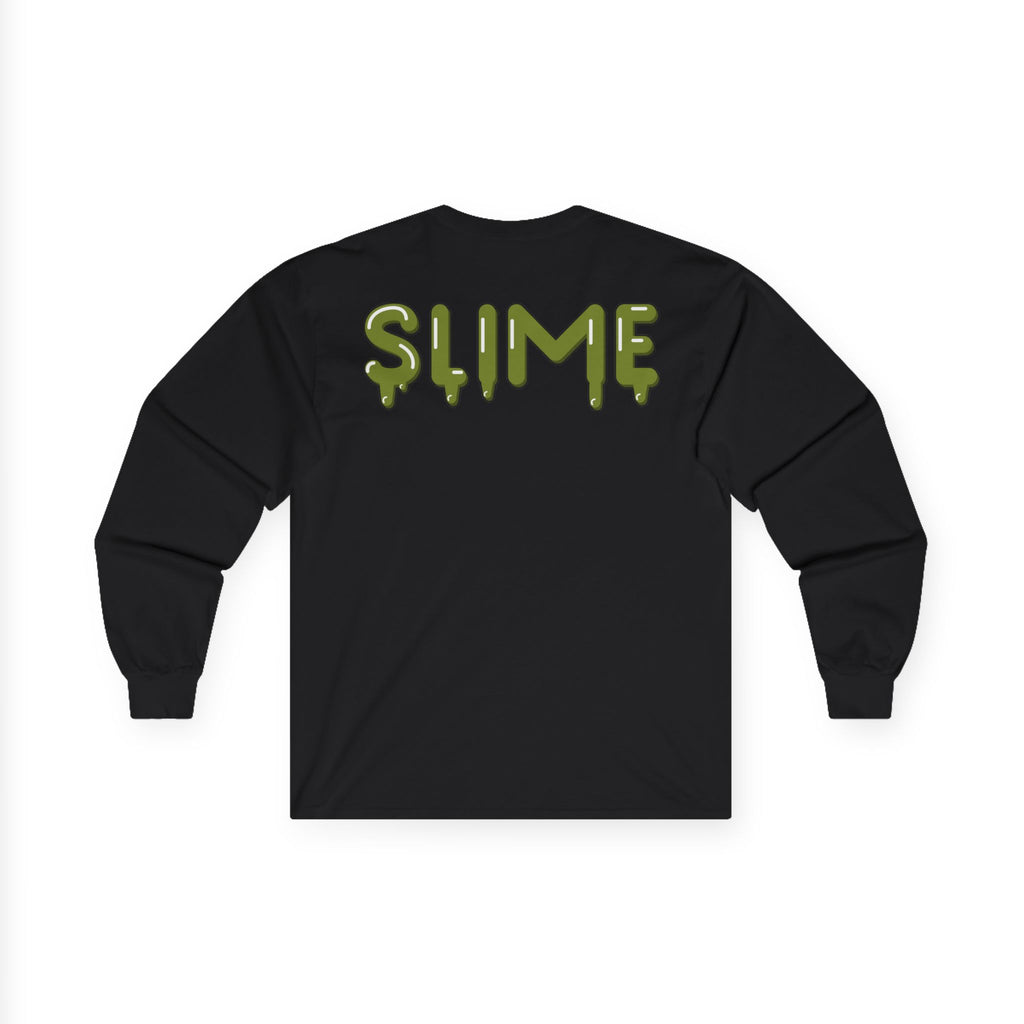 The Slime Shop Ultra Cotton Long-Sleeve — White / Olive Slime-$