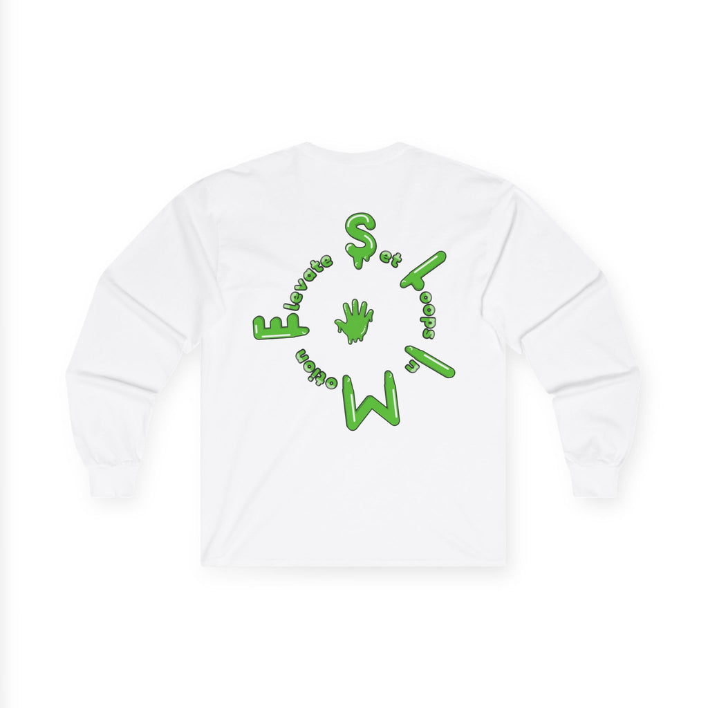 The Slime Shop Ultra Cotton Long-Sleeve Tee — Carolina Blue / Green Slime $