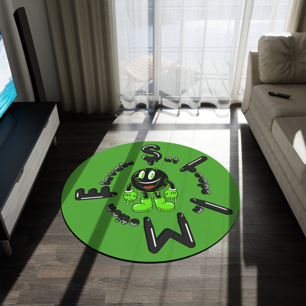 The Slime Shop Round Rug — Slimeman & Ring (Black) V