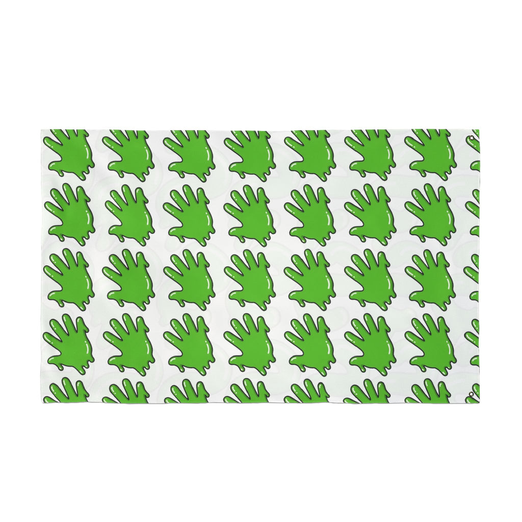 The Slime Shop Double Sided Flag — White / Green Slime S