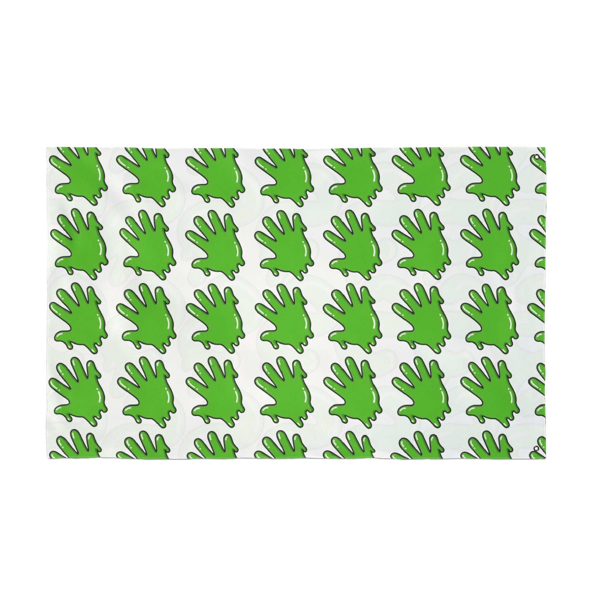 The Slime Shop Double Sided Flag — White / Green Slime S