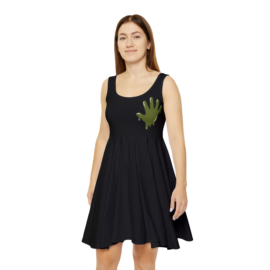 The Slime Shop Women's Skater Dress — Black / Olive Slime In 5