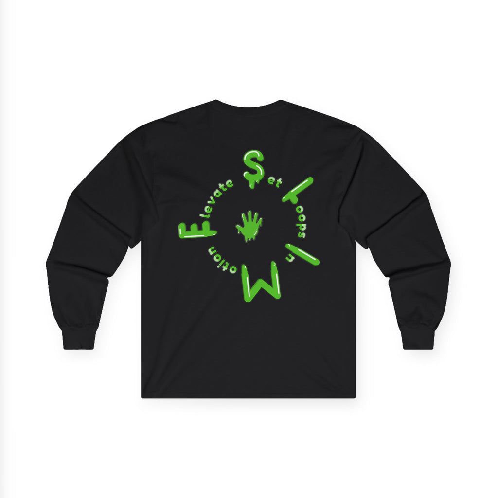 The Slime Shop Ultra Cotton Long-Sleeve Tee — Carolina Blue / Green Slime $