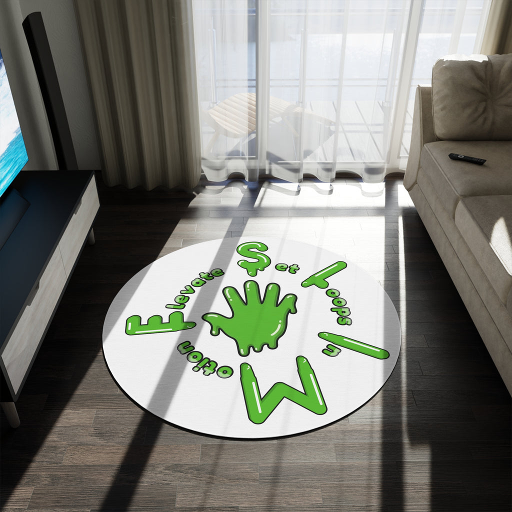 The Slime Shop Round Rug — Hand & Ring (Green) II
