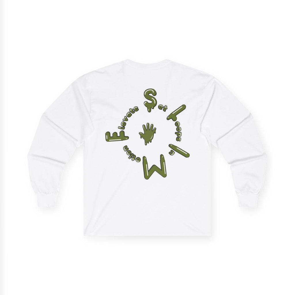 The Slime Shop Ultra Cotton Long-Sleeve Tee — Dark Heather / Olive Slime Sircle