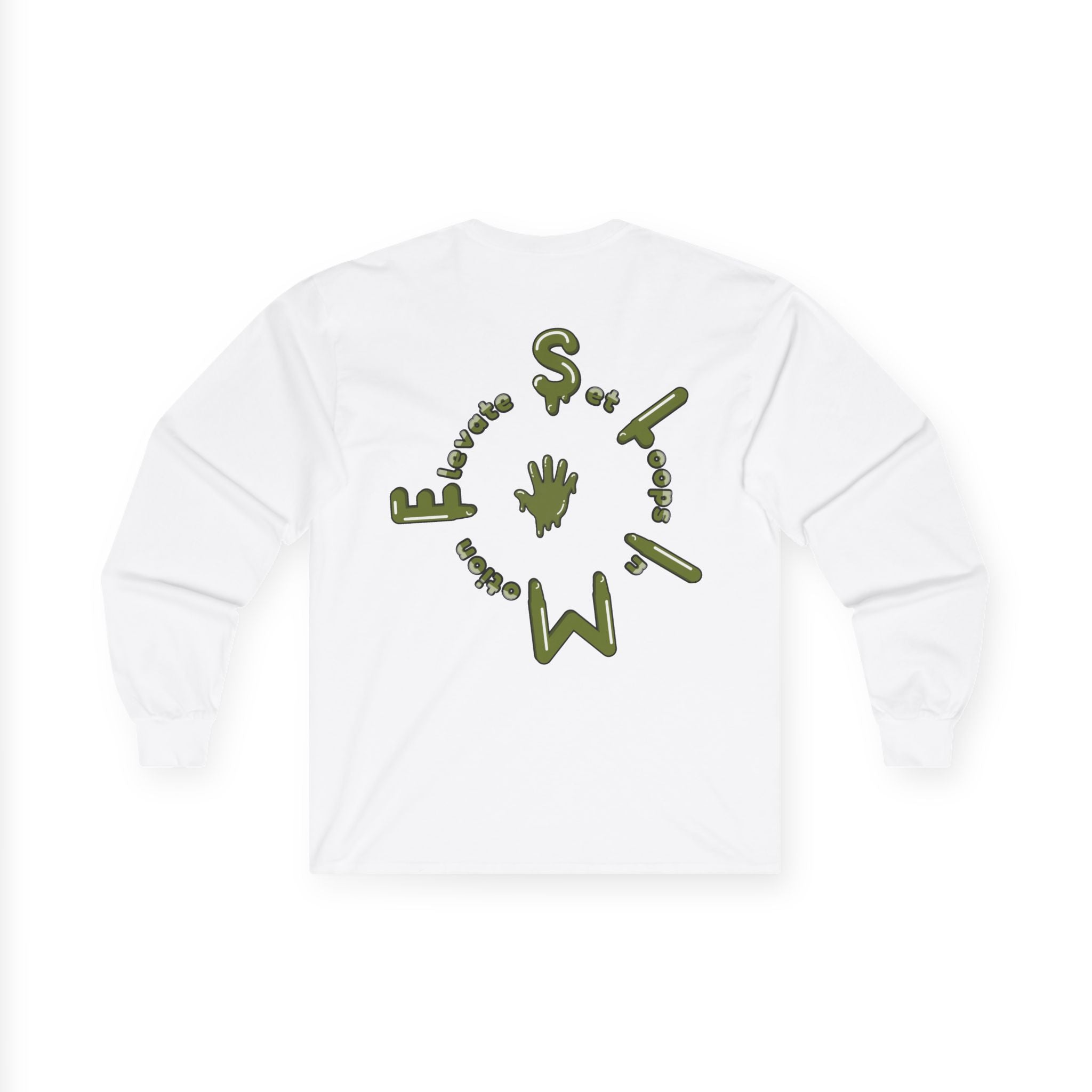 The Slime Shop Ultra Cotton Long-Sleeve Tee — Dark Heather / Olive Slime Sircle