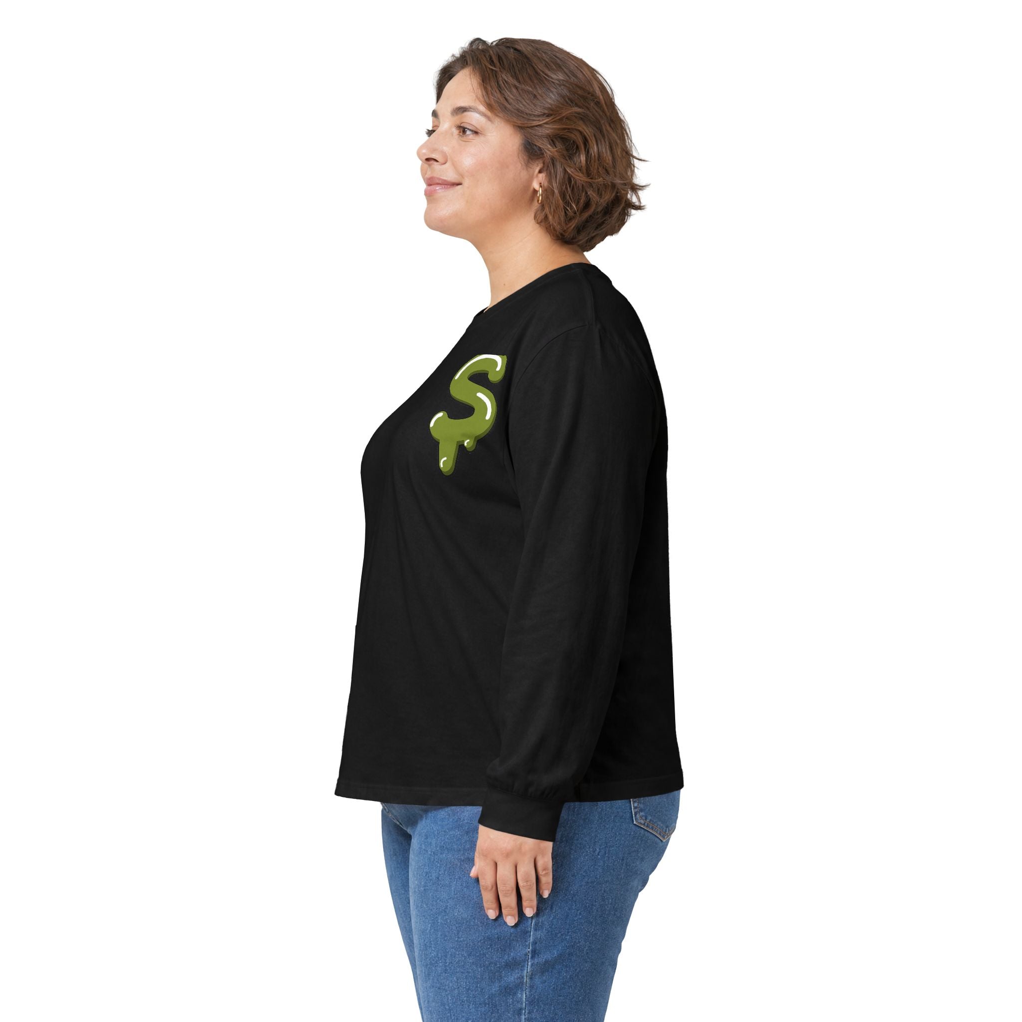 The Slime Shop Ultra Cotton Long-Sleeve — White / Olive Slime-$