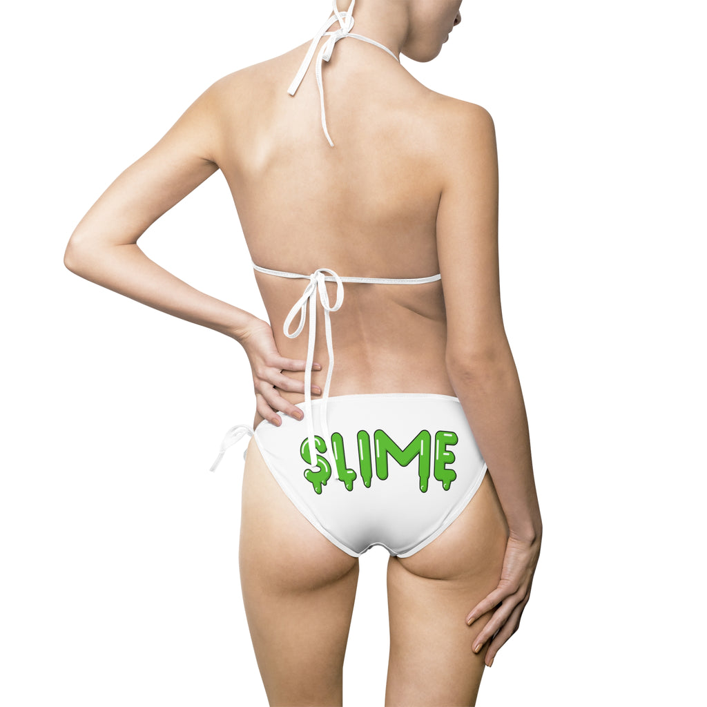 The Slime Shop Women's Bikini Swimsuit — White / Green Slime $ (+ Slime In 5 hand)