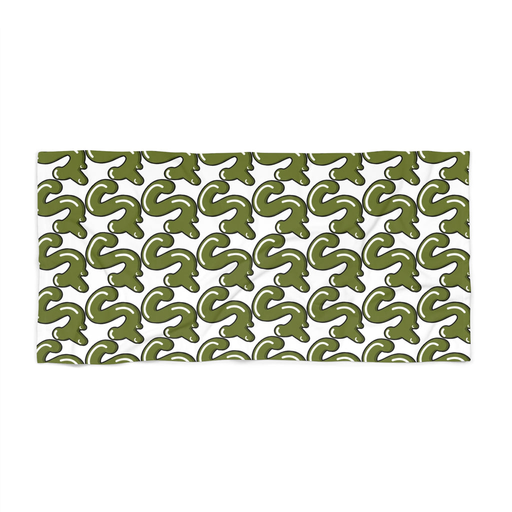 The Slime Shop Beach Towel — White / Olive Slime S