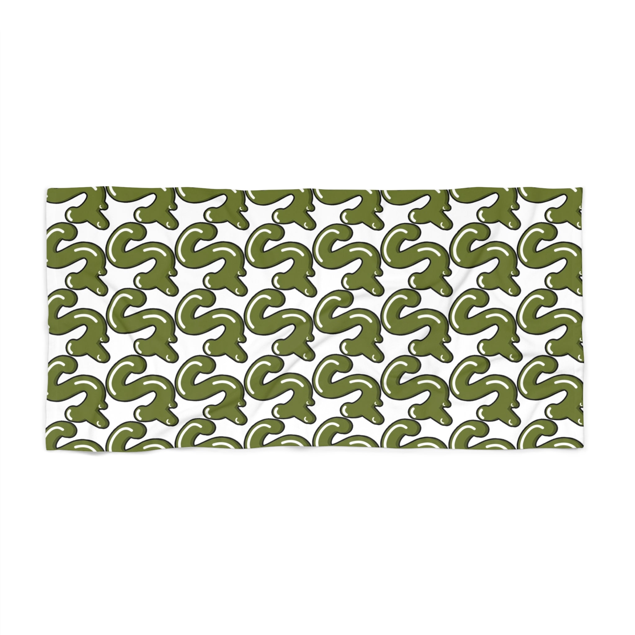 The Slime Shop Beach Towel — White / Olive Slime S
