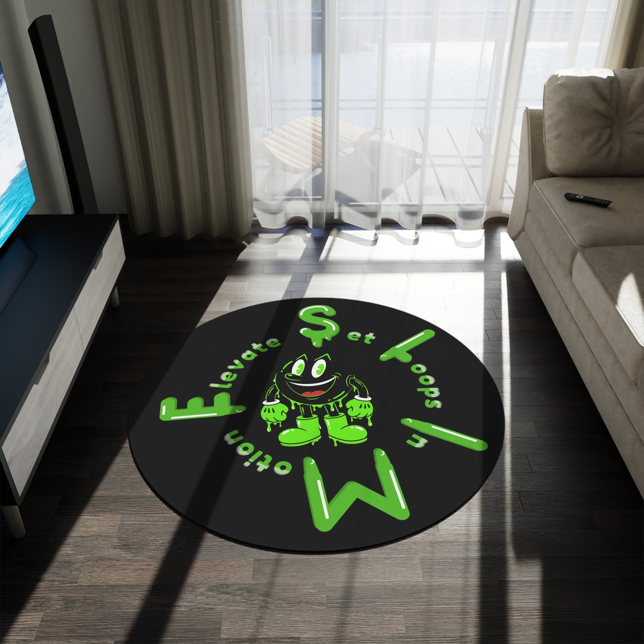 The Slime Shop Round Rug — Slimeman & Ring (Green) II