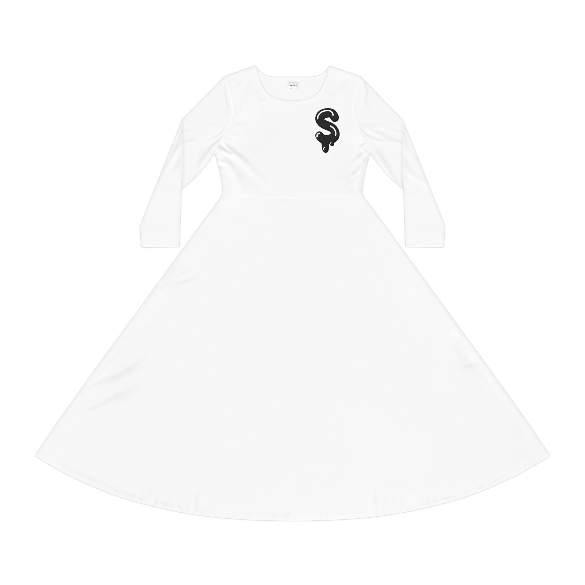 The Slime Shop Women's Long Sleeve Dance Dress — White / Black Slime $
