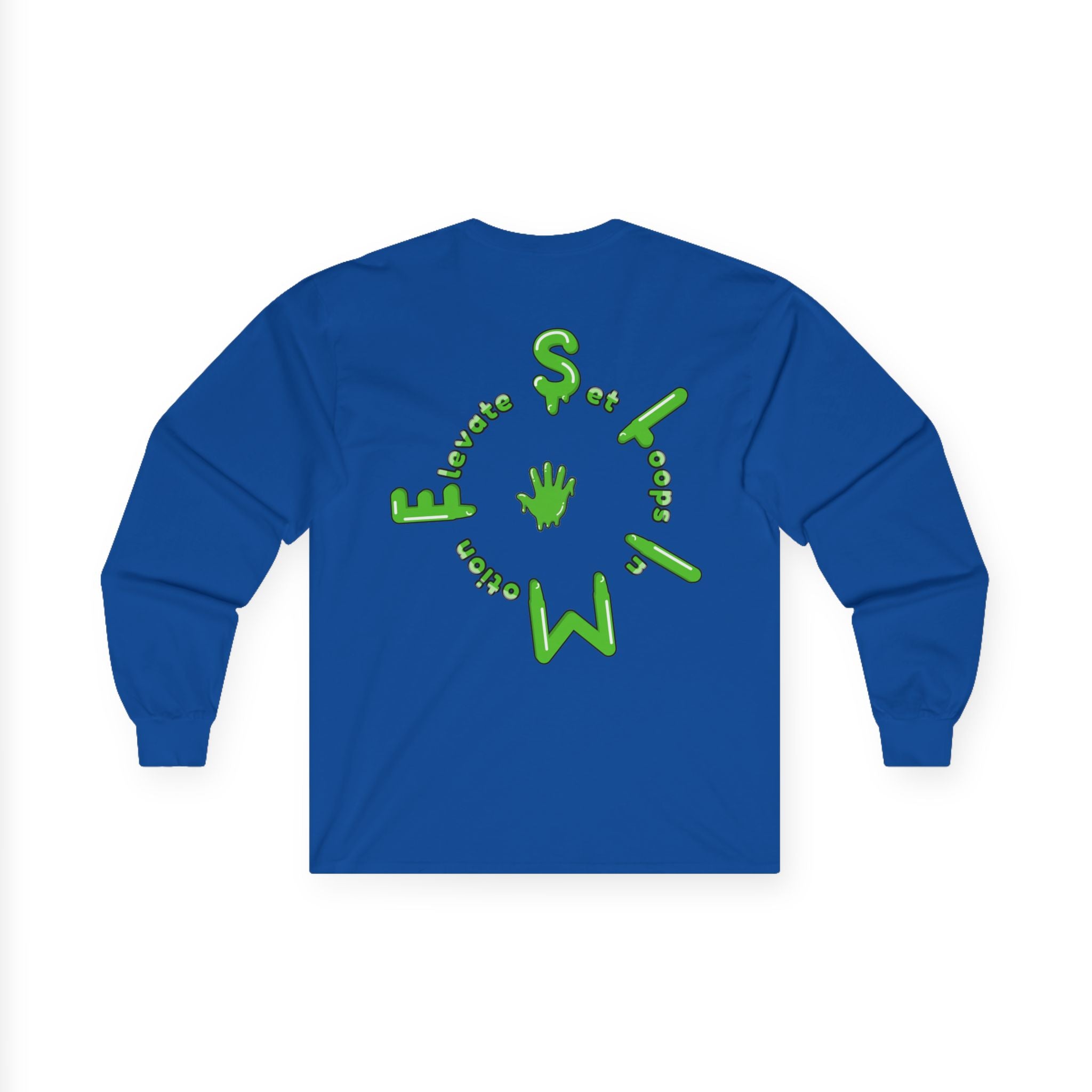 The Slime Shop Ultra Cotton Long-Sleeve Tee — Carolina Blue / Green Slime $