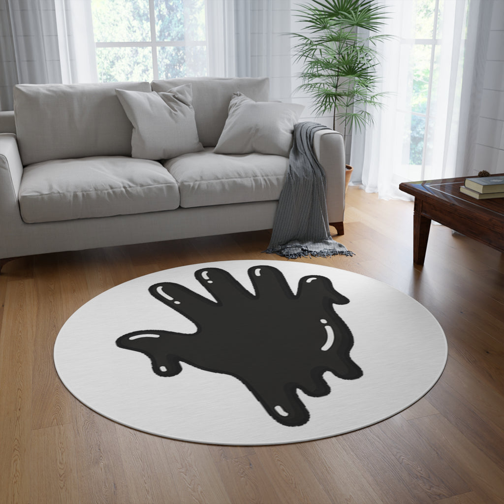 The Slime Shop Round Rug — Slime Hand (Black)