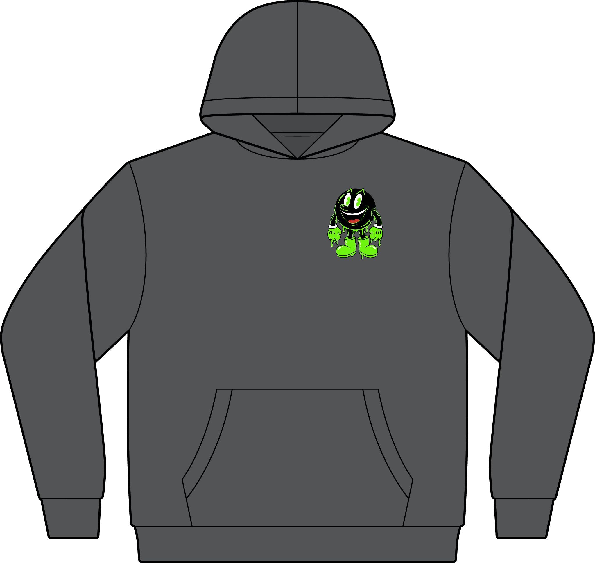 The Slime Shop Unisex ReFlex Fleece Hoodie Sweatshirt — Black / Green Slimeman Gzzz