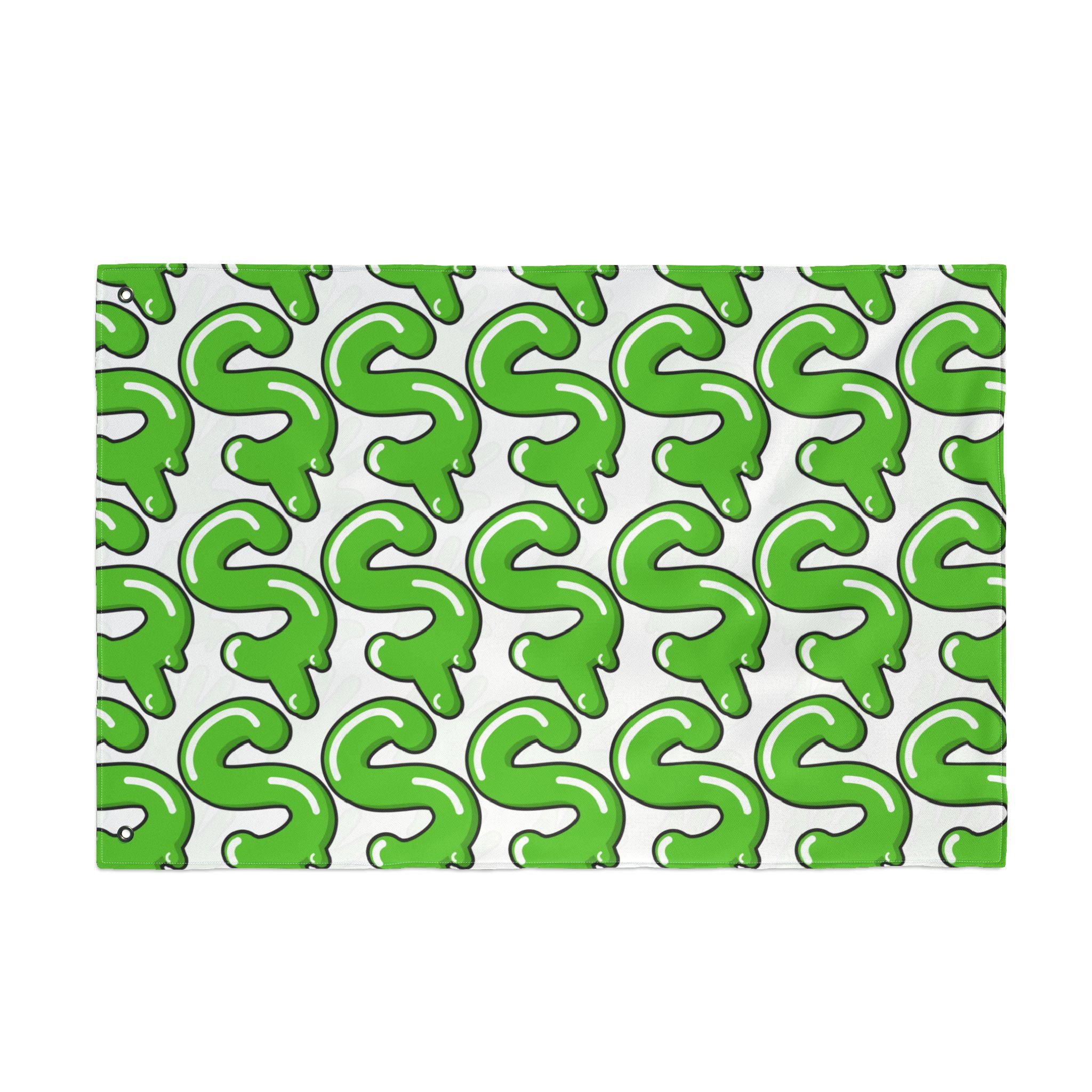 The Slime Shop Double Sided Flag — White / Green Slime $