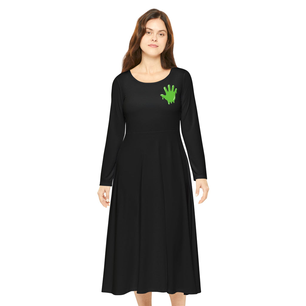 The Slime Shop Women's Long Sleeve Dance Dress — Black / Green Slime In 5 (hand)