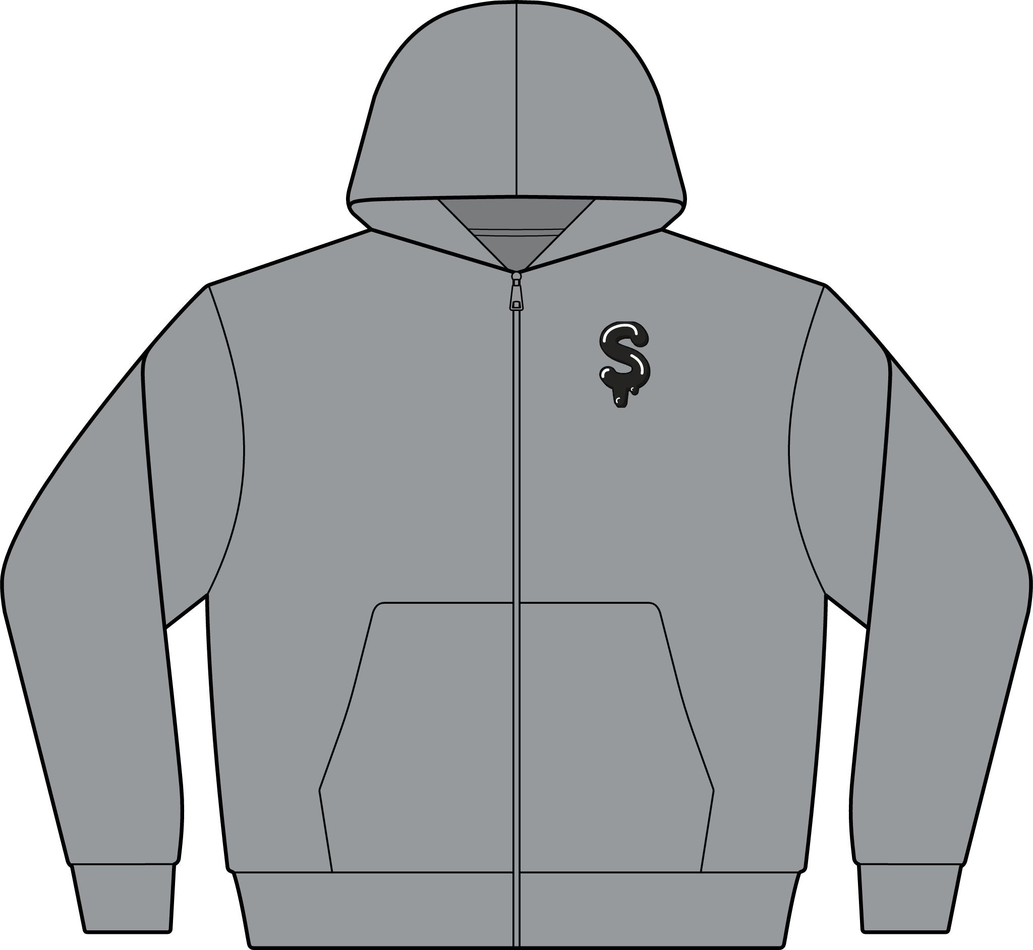 The Slime Shop Full-Zip Hoodie — Grey / Black Slime Sircle