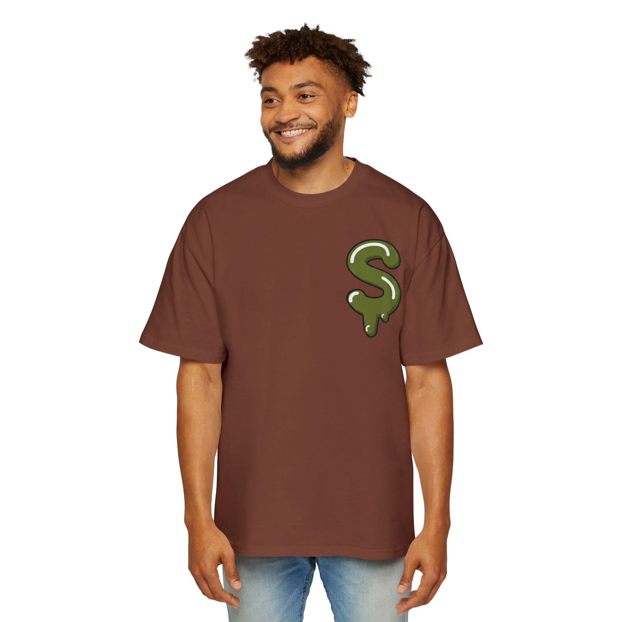 The Slime Shop Heavy Oversized Tee — Brown / Olive Slime Sircle