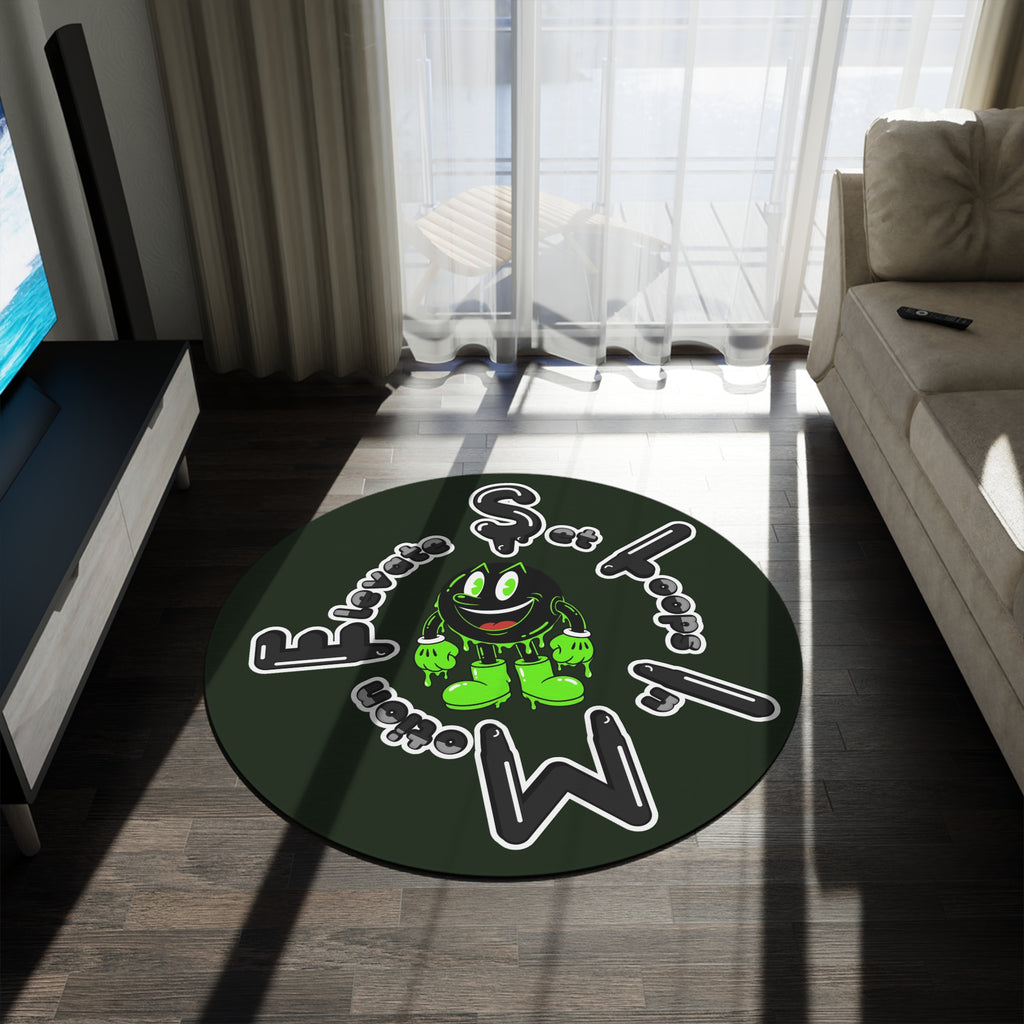 The Slime Shop Green/Black SlimemanGzzz Round Rug