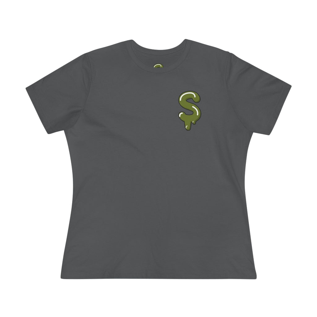 The Slime Shop Women's Tee — White / Olive Slime-$