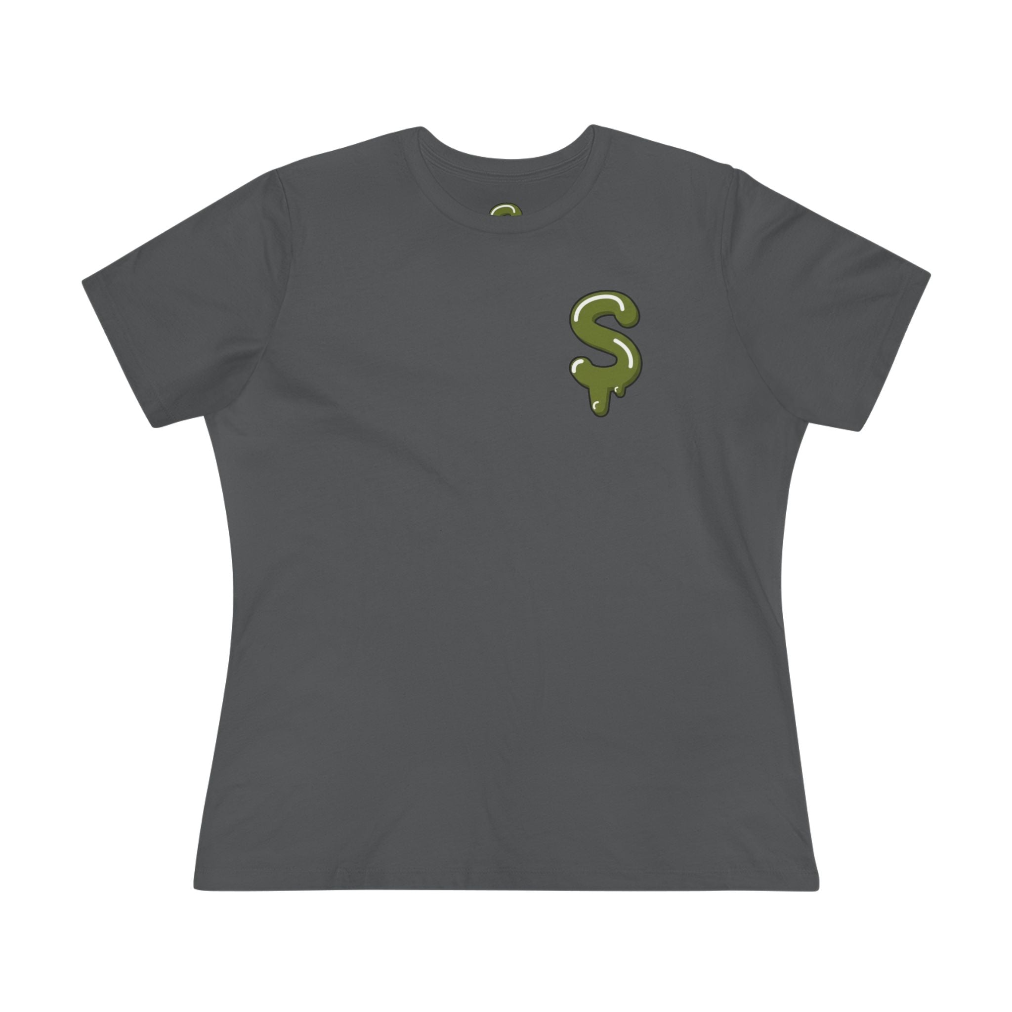 The Slime Shop Women's Tee — White / Olive Slime-$