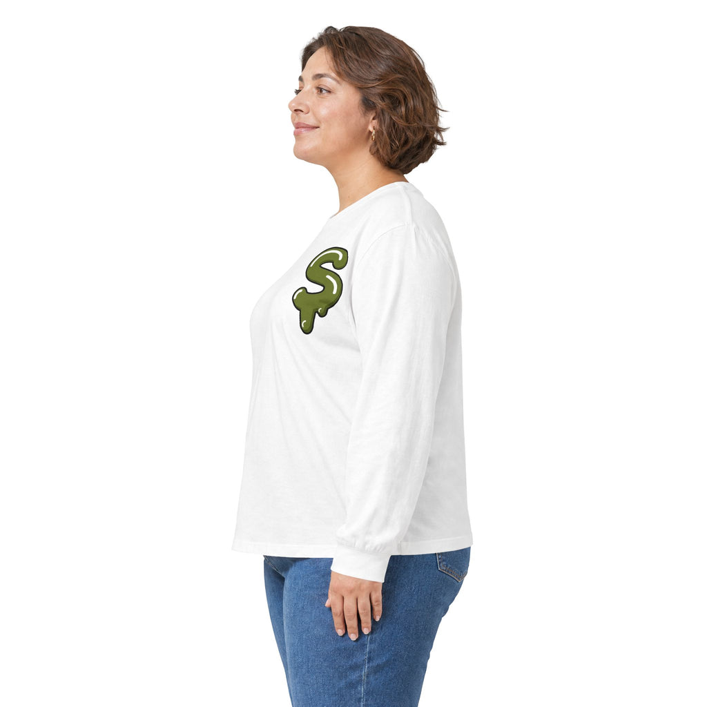 The Slime Shop Ultra Cotton Long-Sleeve Tee — Dark Heather / Olive Slime Sircle