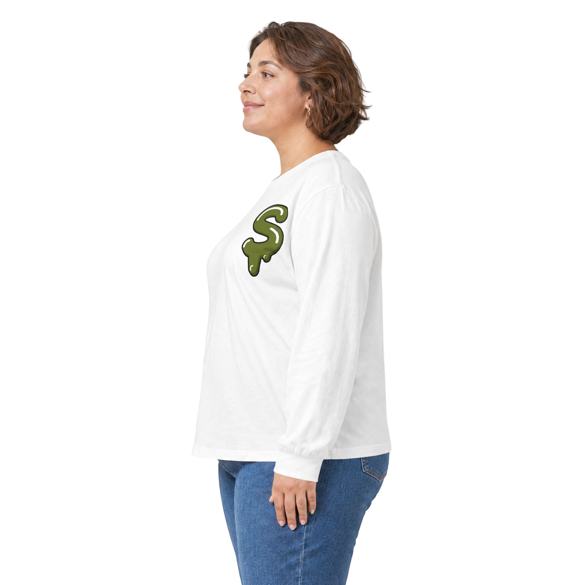 The Slime Shop Ultra Cotton Long-Sleeve Tee — Dark Heather / Olive Slime Sircle