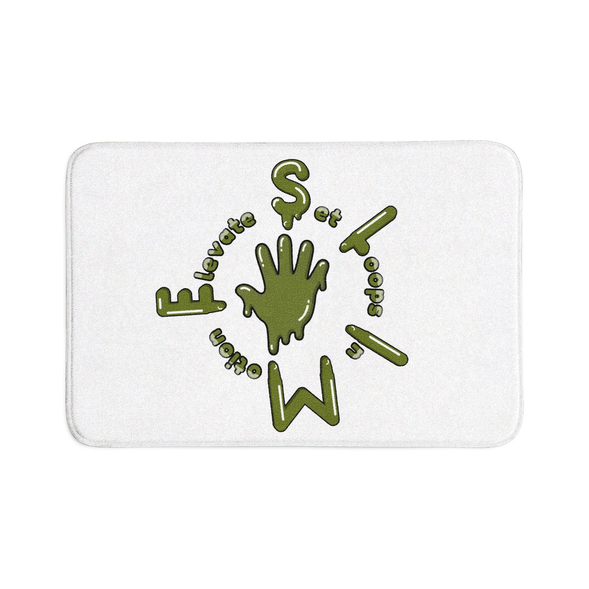 The Slime Shop Bath Mat — White / Olive Slime $ (AOP)
