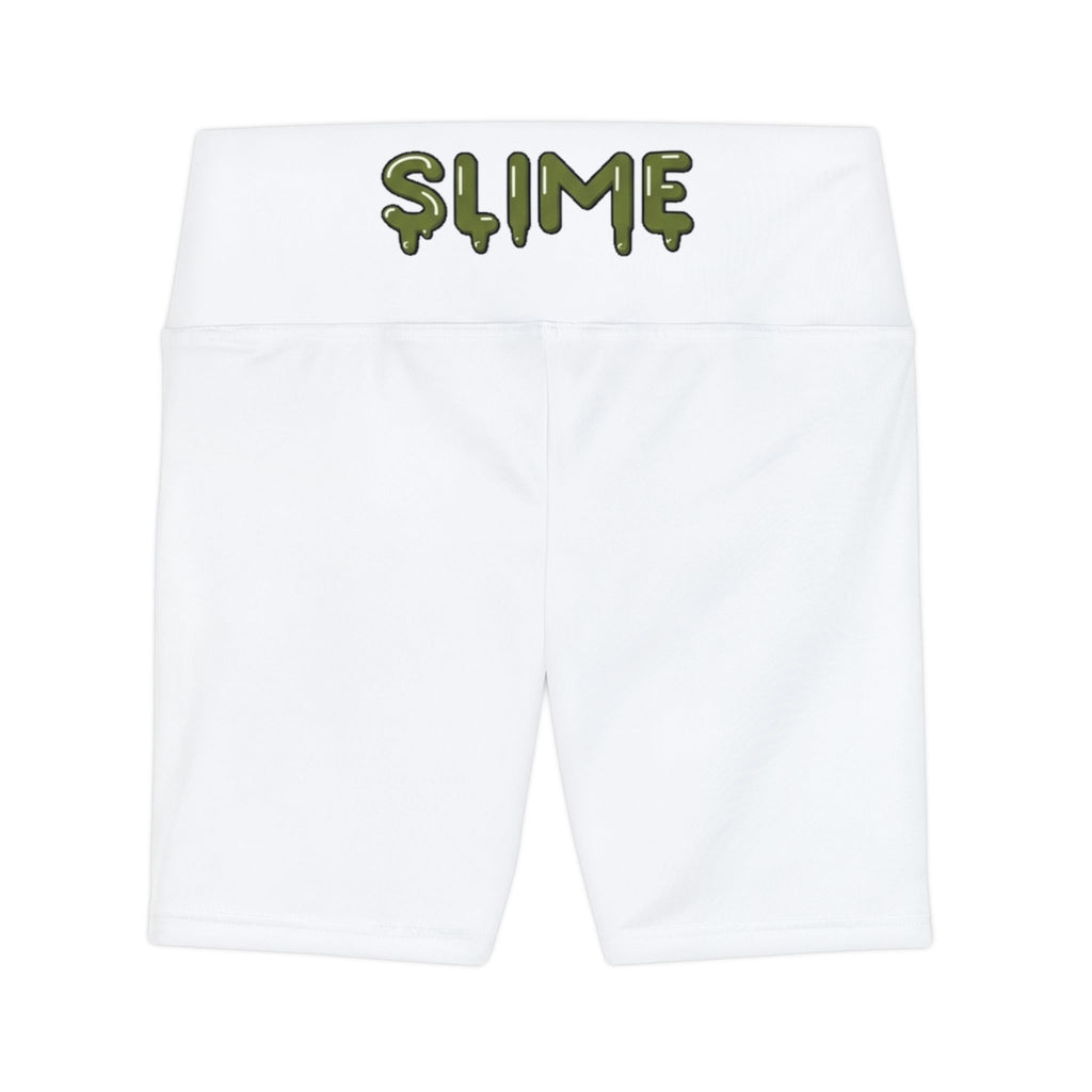 The Slime Shop Women's Workout Shorts — White / Olive Slime In 5