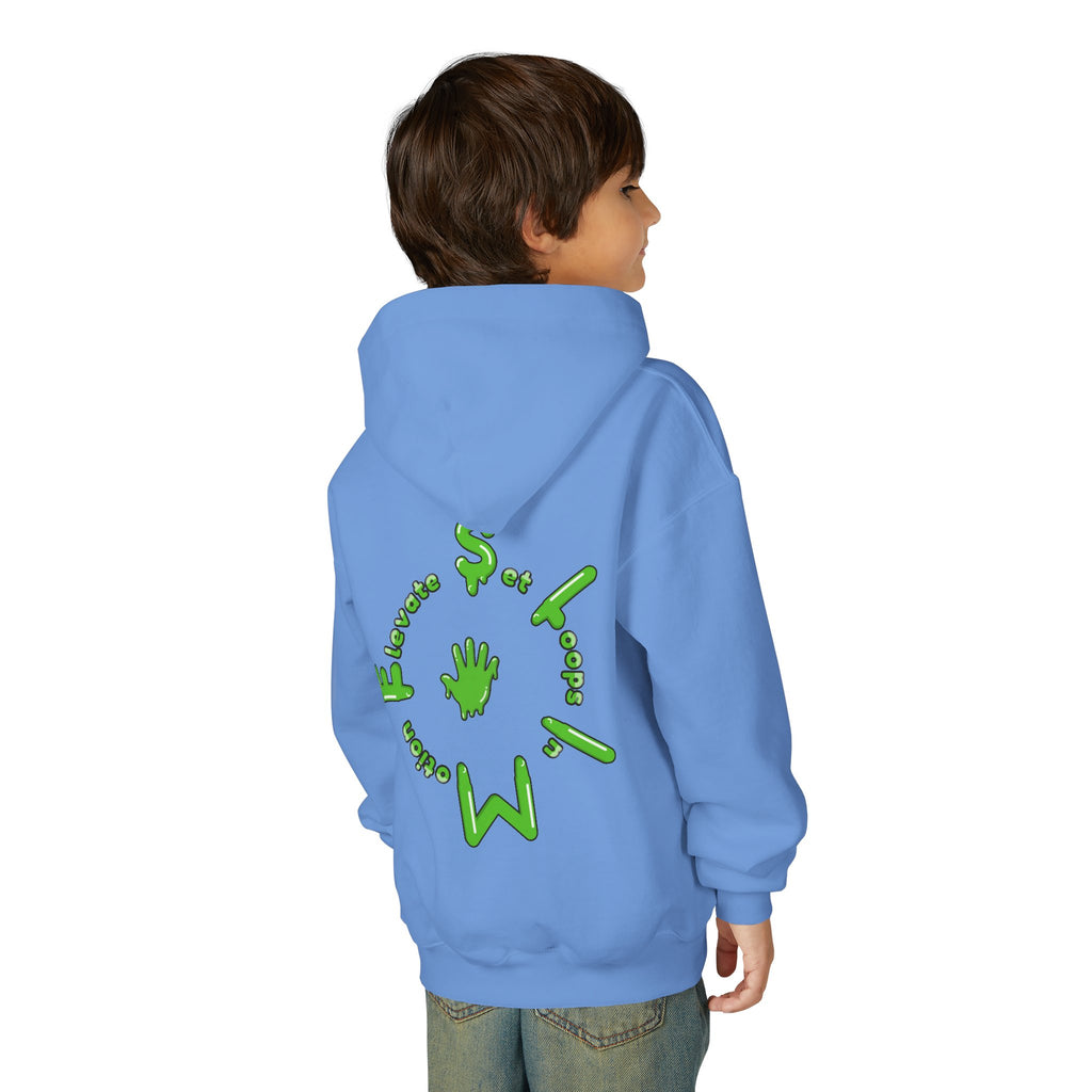 The Slime Shop Youth Hoodie — Carolina Blue / Green Slime $