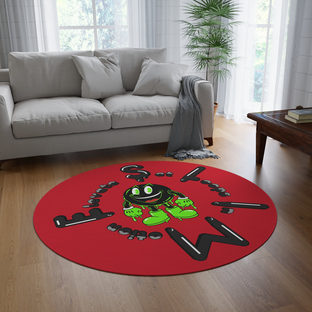 The Slime Shop Round Rug — Slimeman & Ring (Black) IV
