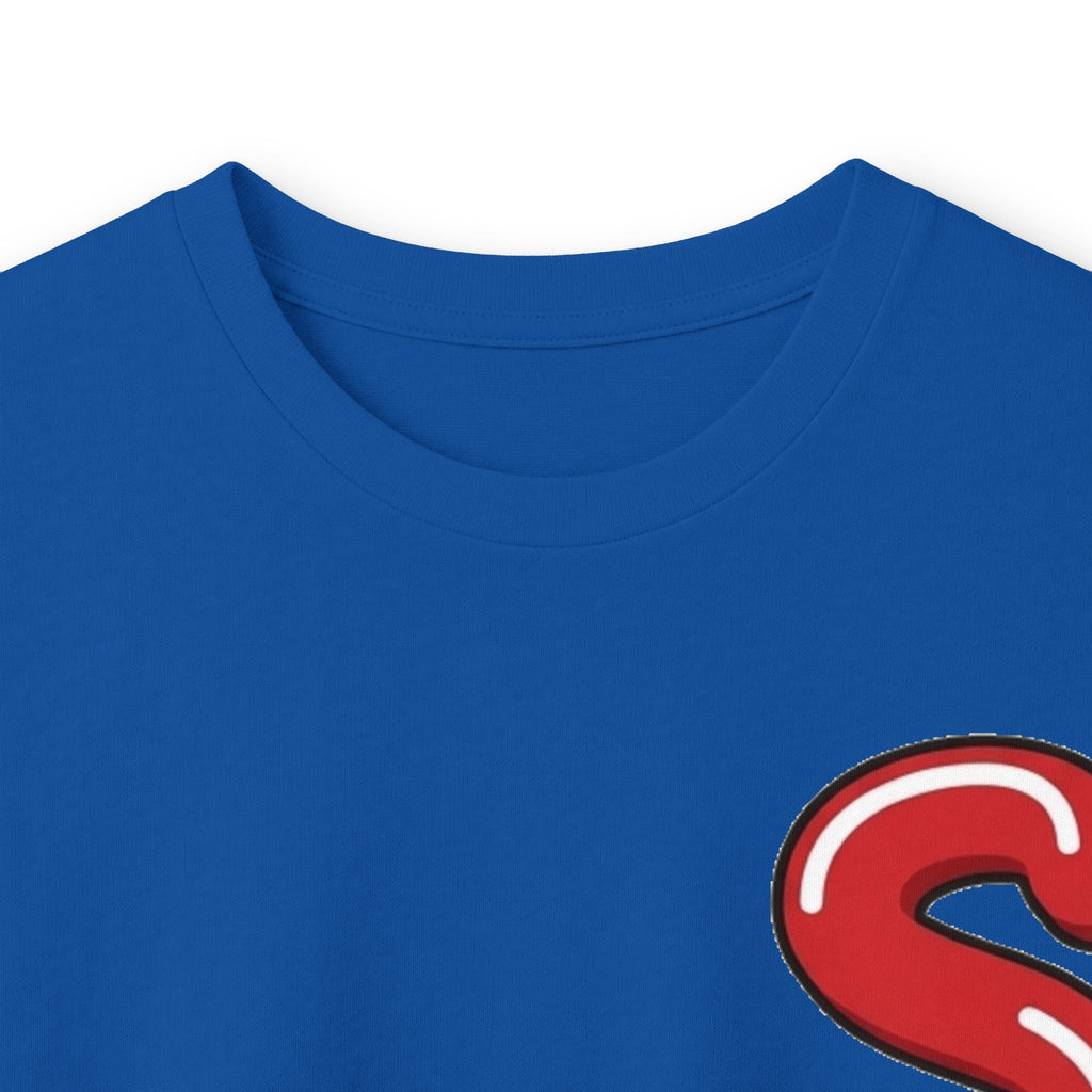 The Slime Shop Ultra Cotton Long-Sleeve Tee — Royal Blue / Red Slime Sircle