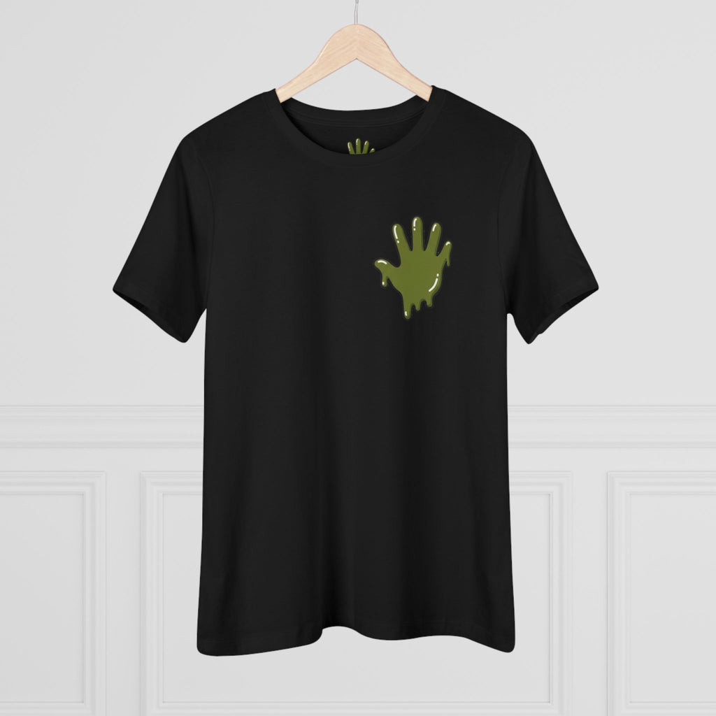 The Slime Shop Women's Tee — White / Olive Slime In 5