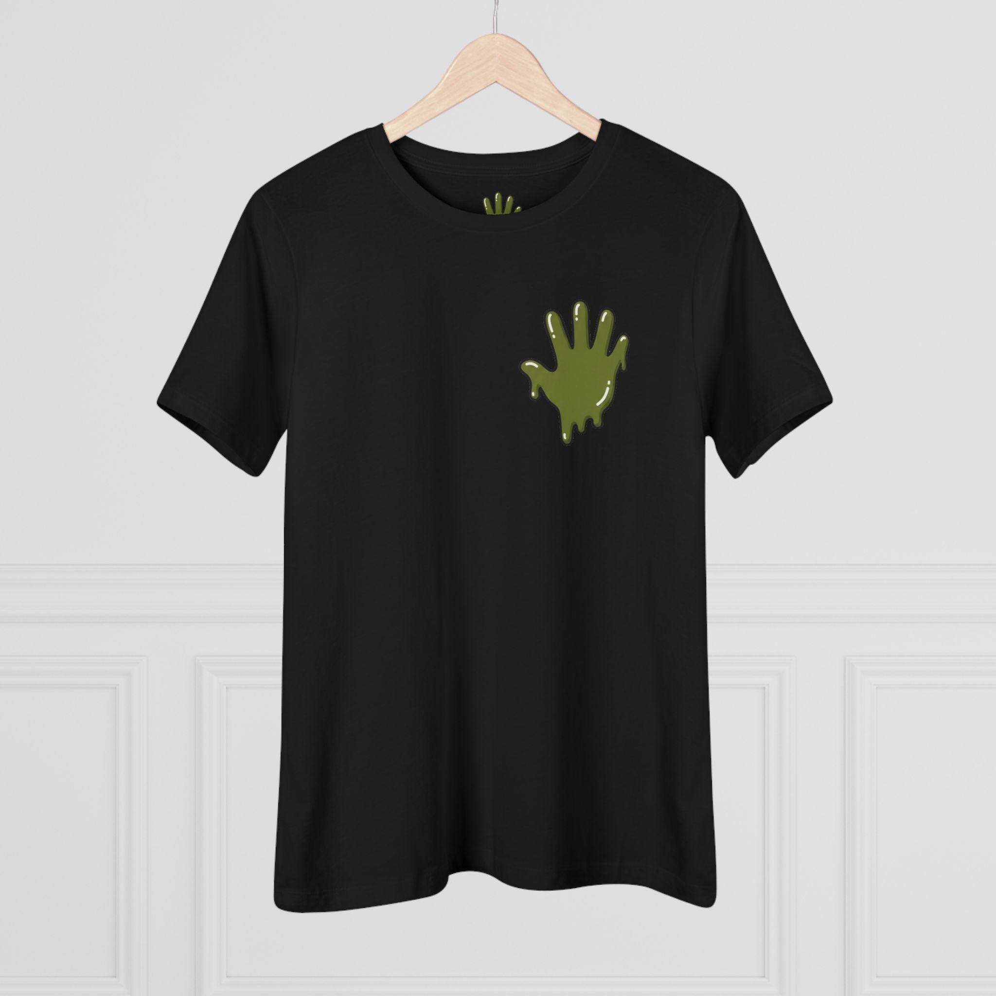 The Slime Shop Women's Tee — White / Olive Slime In 5