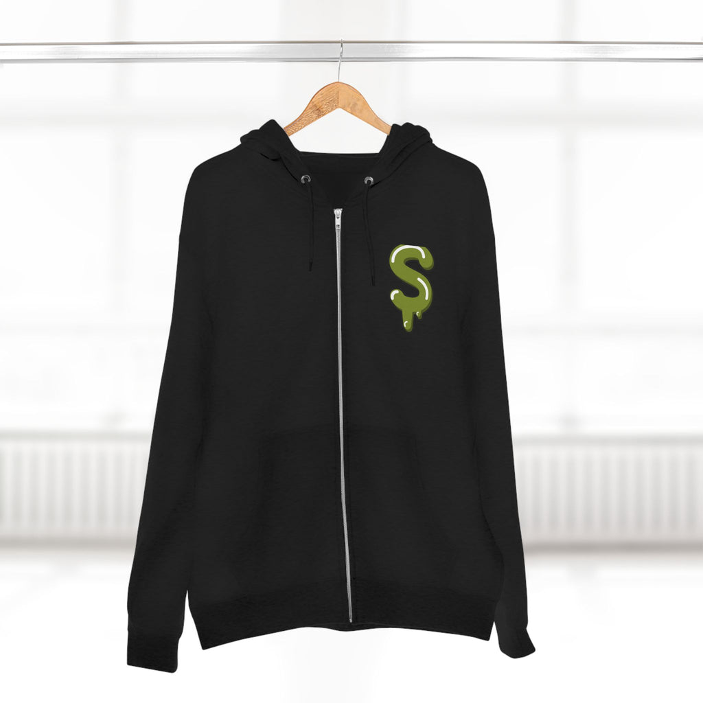 The Slime Shop Zip Hoodie — Heather / Olive Slime $
