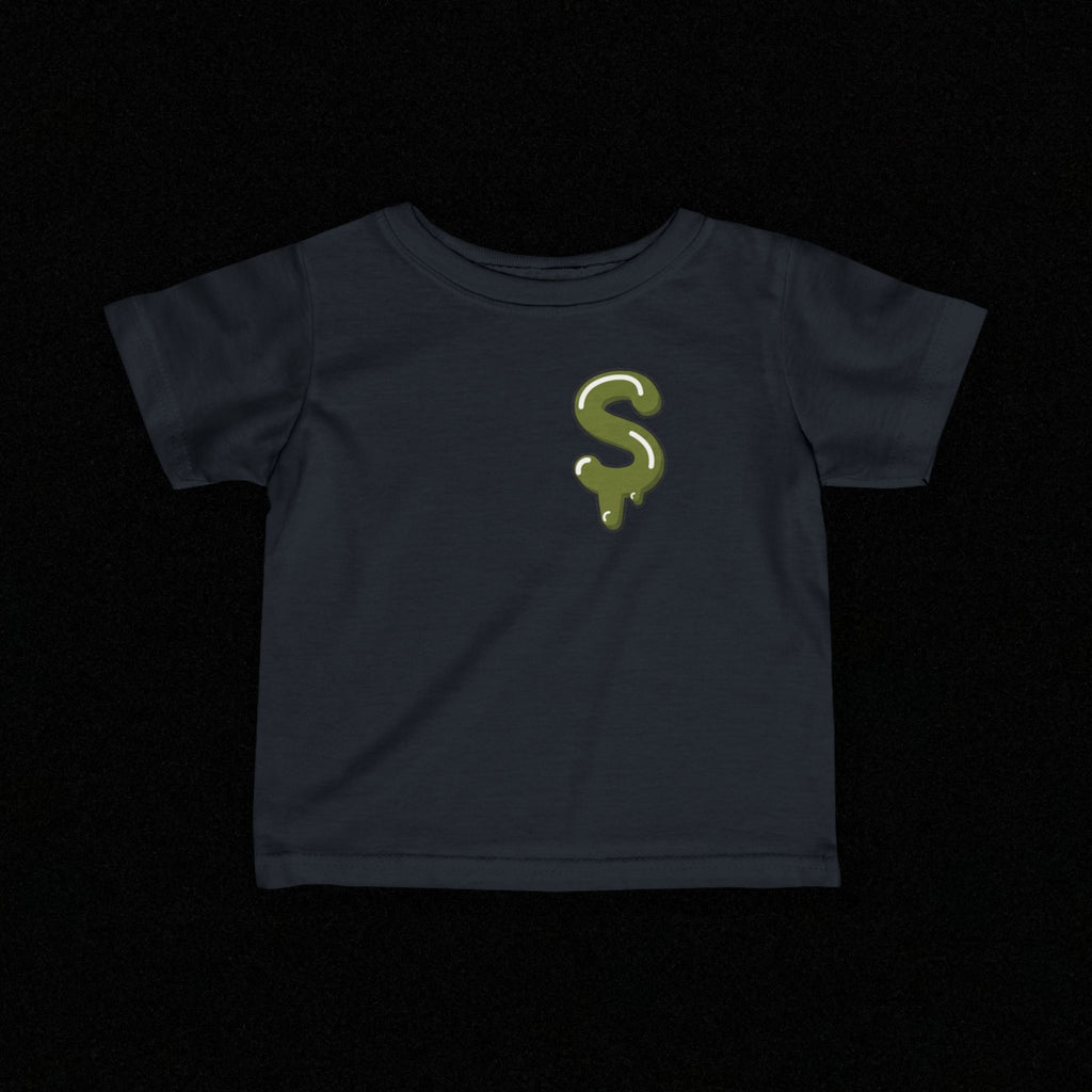 The Slime Shop Infant Fine Jersey Tee — Black / Military Green Slime Sircle