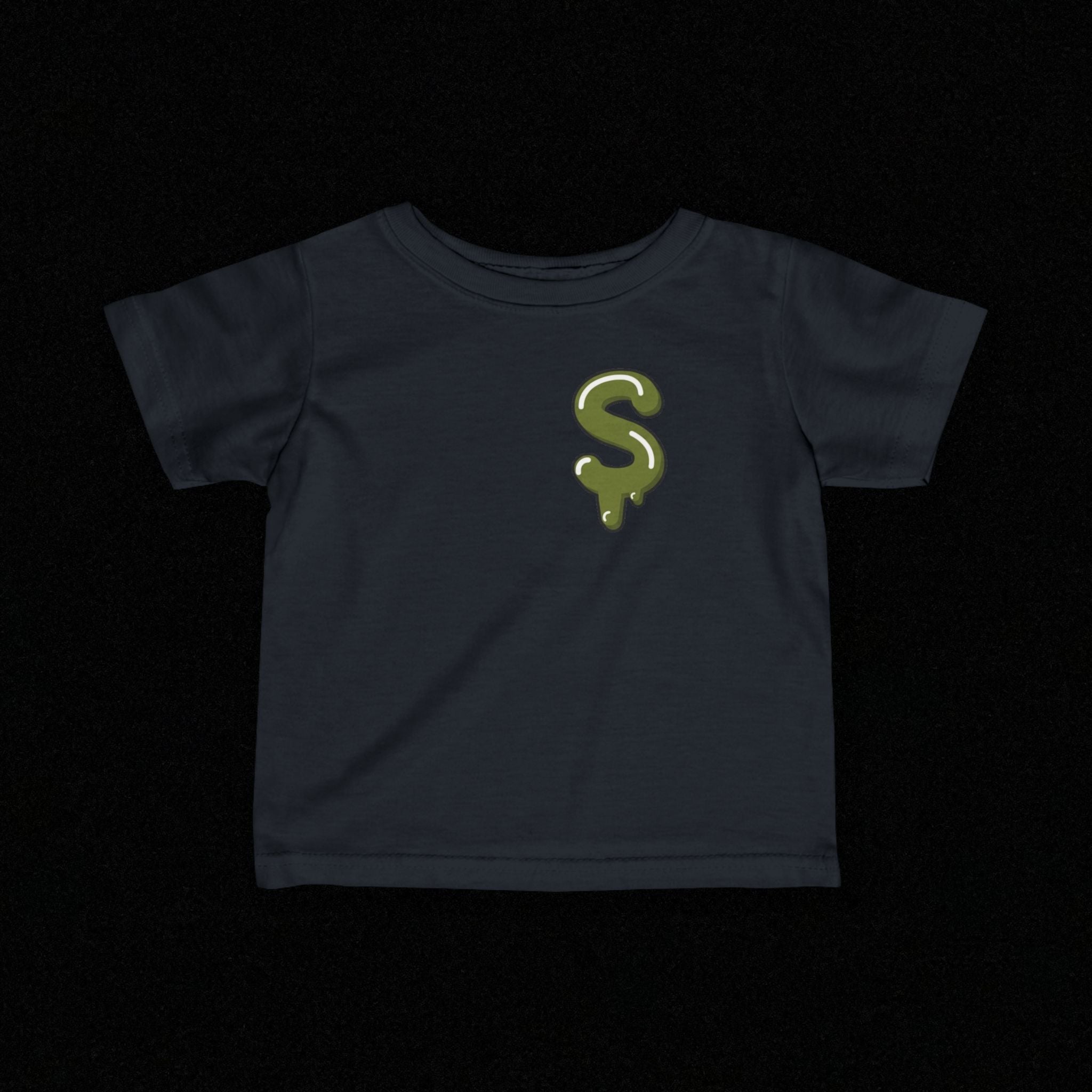 The Slime Shop Infant Fine Jersey Tee — Black / Military Green Slime Sircle