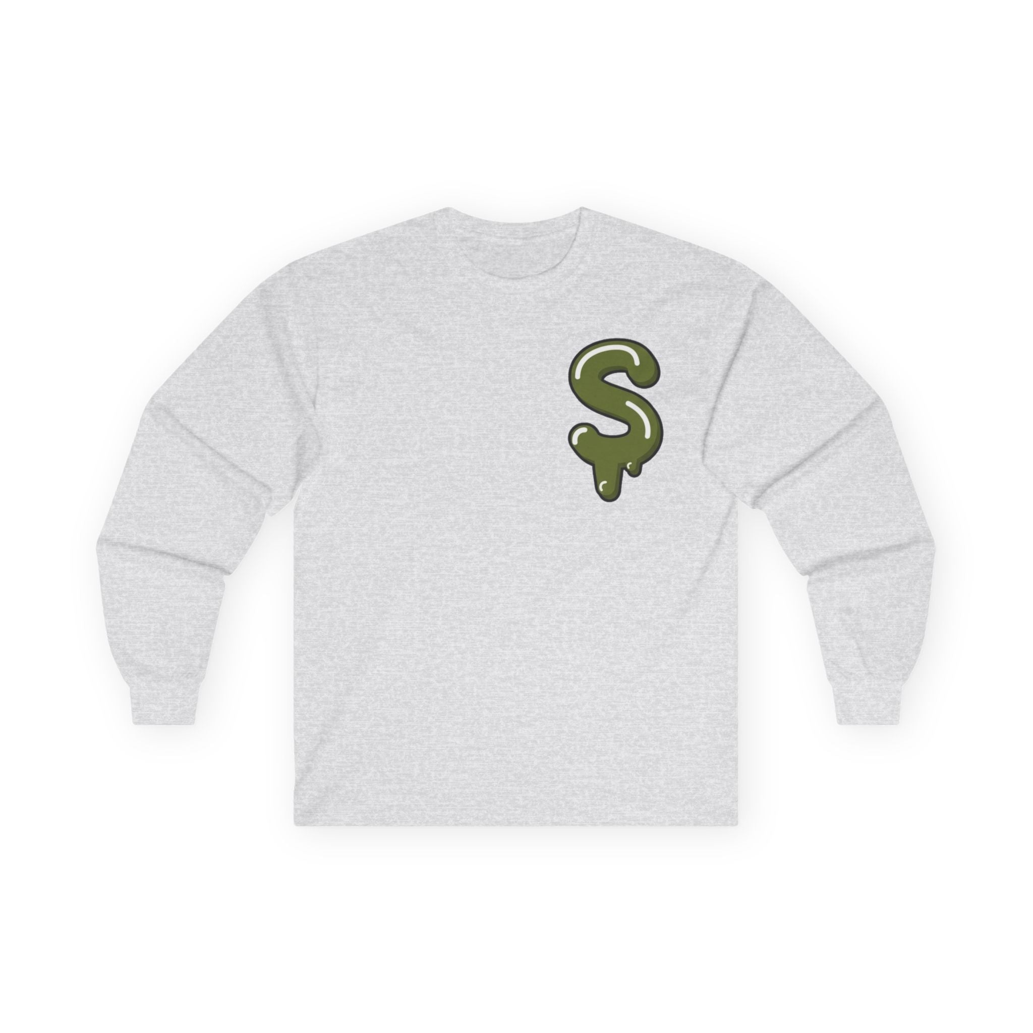 The Slime Shop Ultra Cotton Long-Sleeve Tee — Dark Heather / Olive Slime Sircle